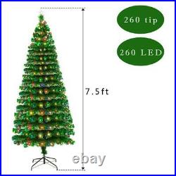 7.5Ft Pre-Lit Artificial Christmas Tree Fiber Optic withLED Lights Home Decoration