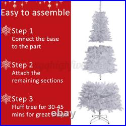 7.5Ft Pre-Lit Artificial White Christmas Tree 1096 Branches With 360 LED Light US