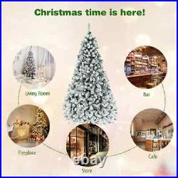 7.5Ft Pre-Lit Premium Snow Flocked Hinged Artificial Christmas Tree with550 Lights