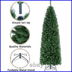 7.5Ft Unlit Hinged Artificial Spruce Slim Christmas Tree Green Holiday Decor New