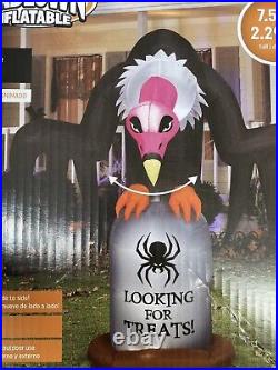 7.5' Animated Vulture On Tombstone Halloween Inflatable Gemmy 2022 New