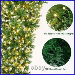 7.5 FT Pre-Lit Upside Down Christmas Tree Artificial Snowy Inverted with Lights