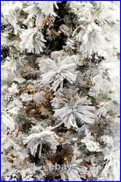 7.5' Flocked Pine Long Needle Prelit Artificial Christmas Tree