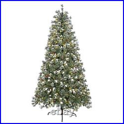 7.5 Ft Christmas Tree Artificial Prelit 450 LED Warm White Lights Redland Spruce