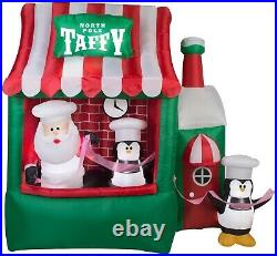 7.5' Gemmy Airblown Animated Inflatable Santa Claus North Pole Taffy Stand Scene