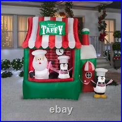 7.5' Gemmy Airblown Animated Inflatable Santa Claus North Pole Taffy Stand Scene
