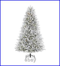 7.5' Kenwood Fraser Flocked Christmas Tree Holiday Decor Indoor Lighted White