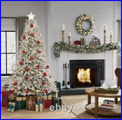 7.5' Kenwood Fraser Flocked Christmas Tree Holiday Decor Indoor Lighted White
