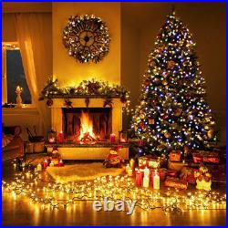 7.5' Pre-Lit Dense Christmas Tree Hinged with 550 Multicolor Lights & Stand