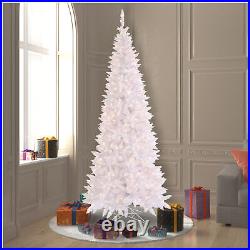 7.5' Vickerman Clear Pre-Lit Slim White Fir Christmas Tree Retro Vtg Style Decor