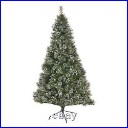 7.5-ft Cashmere Mixed Needles Hinged Artificial Christmas Tree with Snow