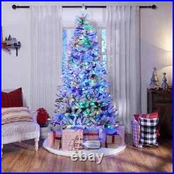 7.5-ft Pre-lit Traditional Flocked Christmas Tree Dual Lights Holiday Living NIB
