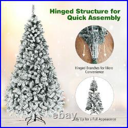 7.5ft Pre-Lit Premium Snow Flocked Hinged Artificial Christmas Tree with 450 Light
