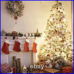 7.5ft Snow Flocked Hinged Artificial Christmas Tree Unlit with Metal Stand