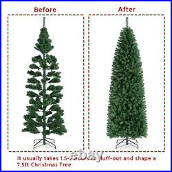 7.5ft Unlit/Prelit Artificial Kingswood Fir Pencil Slim Hinged Christmas Tree