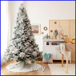 7 FT Artificial Christmas Tree Snow Flocked Hinged Xmas Tree Holiday Decor