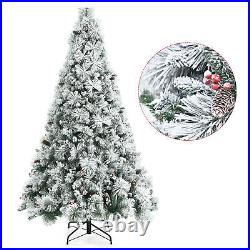 7 FT Artificial Christmas Tree Snow Flocked Hinged Xmas Tree Holiday Decor