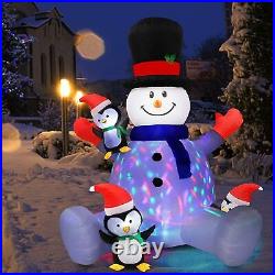 7 FT Christmas Blow Up Yard Decorations Snowman with 3 Penguins Inflatable