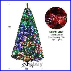 7 FT Pre-lit Artificial Christmas Tree Fiber Optic Xmas Tree Holiday Decor