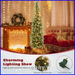 7 Feet Pre-Lit Pvc Artificial Half Christmas Tree With 450 Branch TipsCM24071US