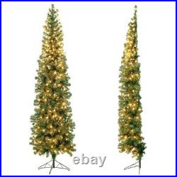 7 Feet Pre-Lit Pvc Artificial Half Christmas Tree With 450 Branch TipsCM24071US
