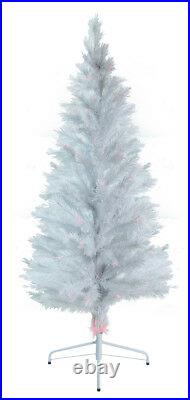 7' Fiber Optic White Artificial Christmas Tree with Multi-Colored LED Lights