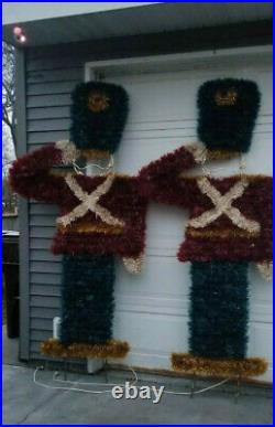 7 Foot Soldier Nutcracker Lighted Christmas Tinsel Outdoor Set Of 2