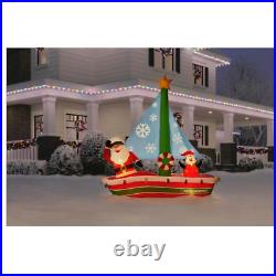 7 Ft Surfing Santa LED Christmas Airblown Inflatable Boat Florida Tropical Beach