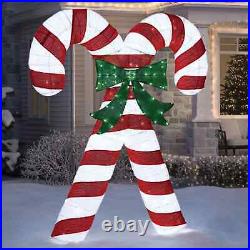 7 Ft Tall LED Pre-Lit Holiday Candy Canes Indoor Outdoor Christmas Yard Decor