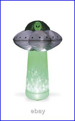 7' Lighted Inflatable Alien UFO with Inferno LED Tractor Beam Yard Halloween Decor