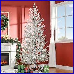 7' Snow Flocked Artificial Christmas Tree with 240 Tip, Fir Shape, Auto Open