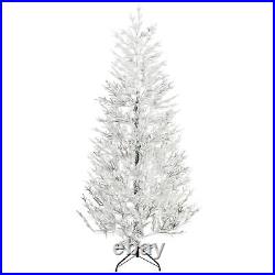 7' Snow Flocked Artificial Christmas Tree with 240 Tip, Fir Shape, Auto Open