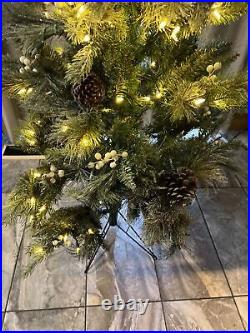 7' Twinkling Frosted Pine & Ivory Berry Christmas Tree Valerie Parr Hill