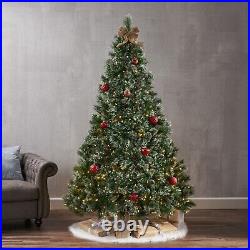 7-ft Flocked Cashmere Pine Pre-Lit Artificial Christmas Tree with Pinecones