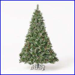 7-ft Flocked Cashmere Pine Pre-Lit Artificial Christmas Tree with Pinecones