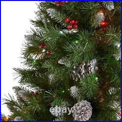 7-ft Mixed Spruce Hinged Artificial Christmas Tree with Frosted Branches