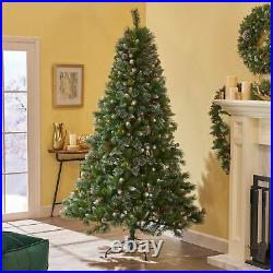 7-ft Mixed Spruce Hinged Artificial Christmas Tree with Glitter Branches