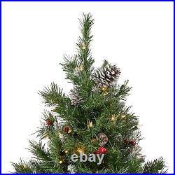 7-ft Mixed Spruce Pre-Lit Hinged Artificial Christmas Tree
