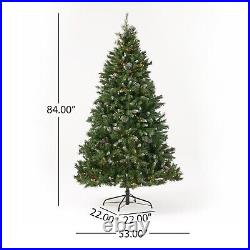 7-ft Mixed Spruce Pre-Lit Hinged Artificial Christmas Tree