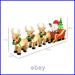 8.5Ft X 3Ft Lighted Inflatable Christmas Santa Claus & Reindeer Indoor Outdoor W