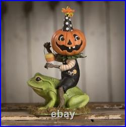 8.5 Bethany Lowe Tricky Beau JOL Boy on Frog Figure Retro Vntg Halloween Decor