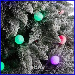8.5' Flocked British Columbia Mountain Fir Christmas Tree with120 Multicolored LED