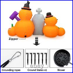 8 FT Halloween Inflatable Pumpkin Tombstone Pumpkins with LEDs Outdoor Decorations