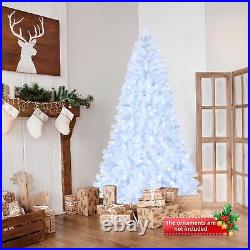 8 FT Prelit Snow White Artificial Christmas Tree Holiday Decor with 670 LED Lights
