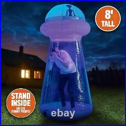 8 Ft Tall Halloween UFO Yard Decor LED Lights Blow Up Inflatable Indoor Outdoor