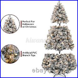 8 Modes Warm LED Pre Lit Luxury Artificial Pine Christmas Tree 4.5FT 6FT 7FT 9FT