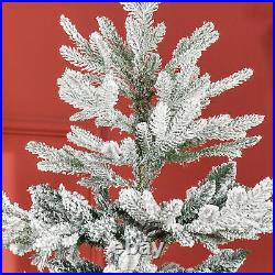 8' Snow Flocked Artificial Christmas Tree, with Pine Shape, 1479 Tips, Auto Open