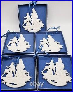 8 pc LOT Vintage Japanware WEDGWOOD Holiday Ornament Snowman White Dove Noel