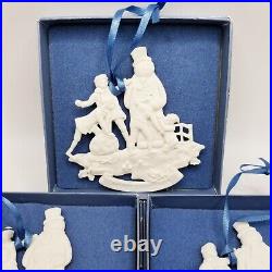 8 pc LOT Vintage Japanware WEDGWOOD Holiday Ornament Snowman White Dove Noel
