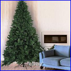 8ft Artificial Holiday Standing Xmas Christmas Tree + WHT LED Prelit Light Decor